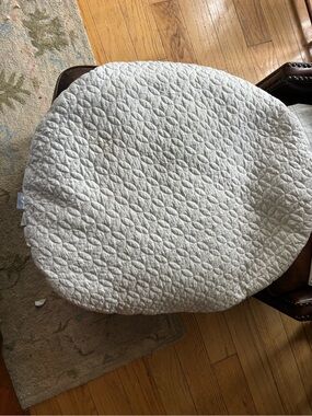 Quilted White Oval Cushion Cover